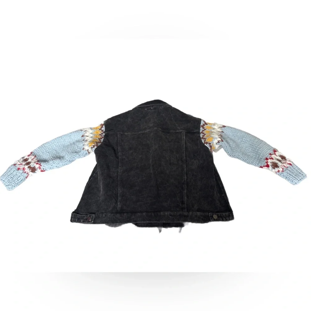 Pol Corduroy and Knit Sleeve Jacket Black and blue size small